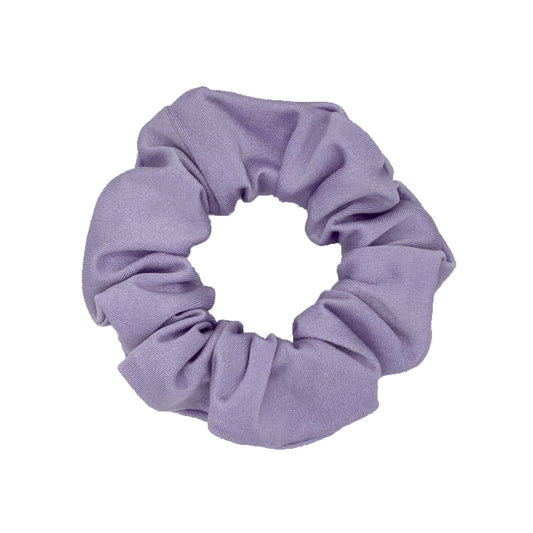 YSM Scrunchie in Purple Malibu color matching swimwear fabric